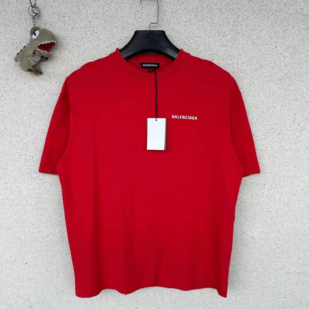 未使用 Balenciaga/巴黎世家 全新红色前后logo短袖/xs码