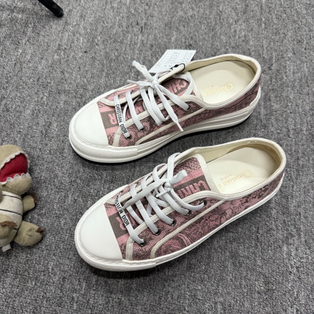 99新 DIOR/迪奥 粉色动物园厚底帆布鞋/38.5码