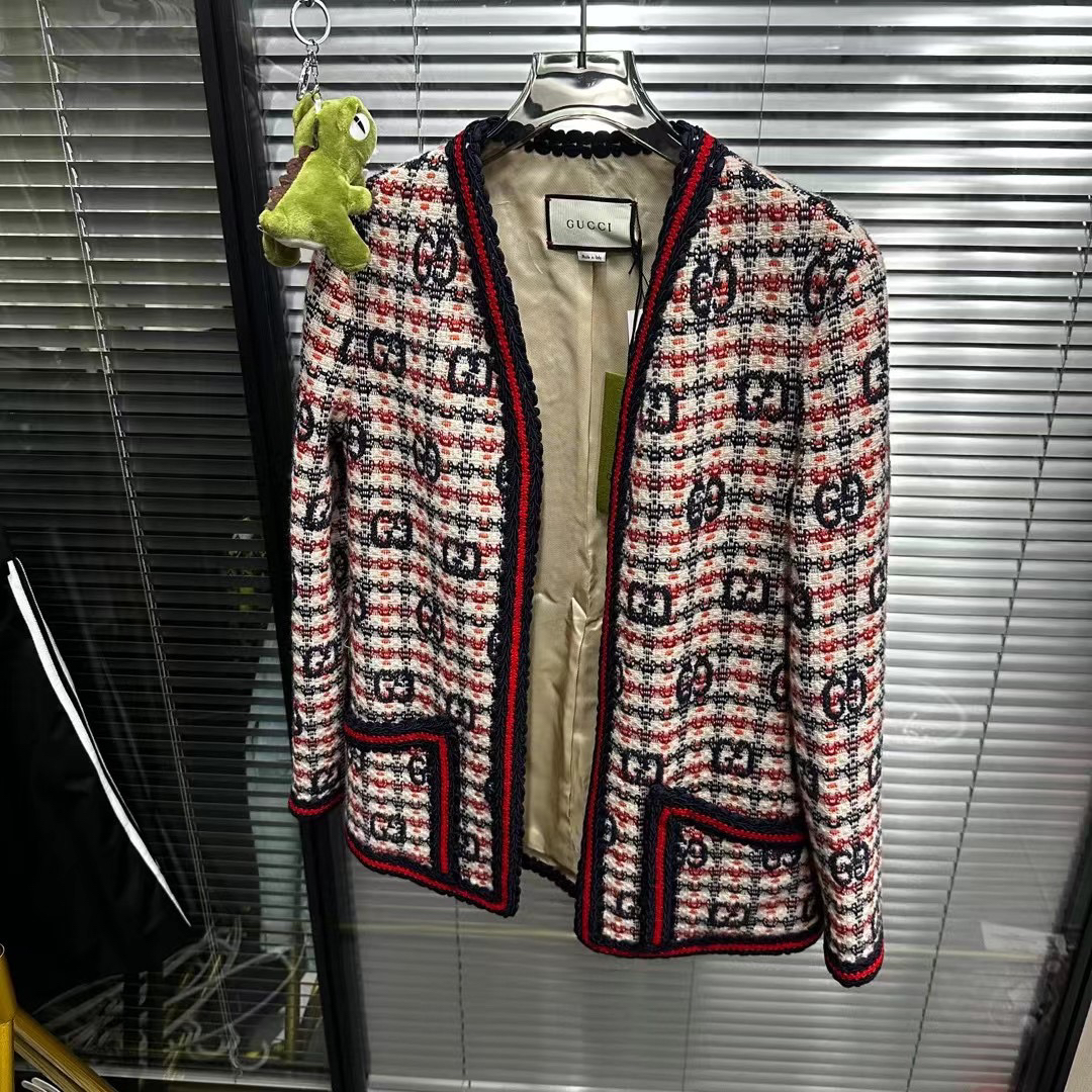 全新未使用 GUCCI/古驰 小香风满印双g开衫外套/36码