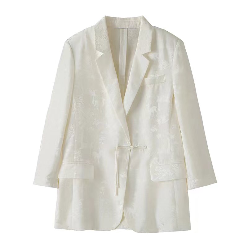 夏季新款国风元素小鹿提花宽松西装外套