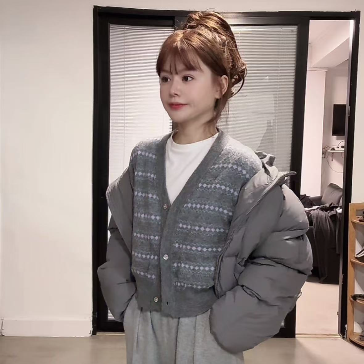 小碎花针织开衫毛衣  8121