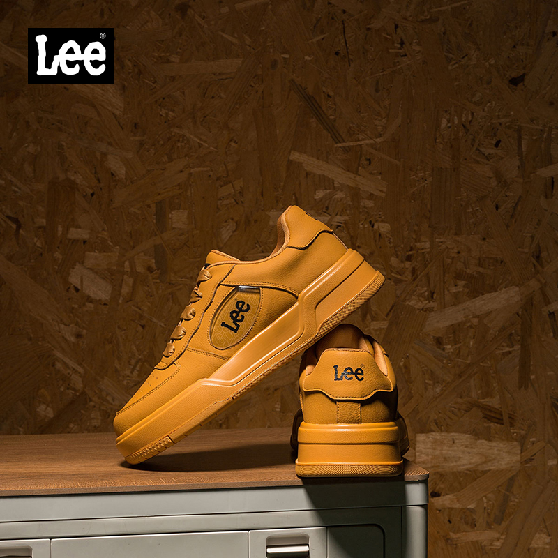 Lee2025春季新款真皮男鞋增高鞋子百搭厚底休闲低帮潮鞋软底男士