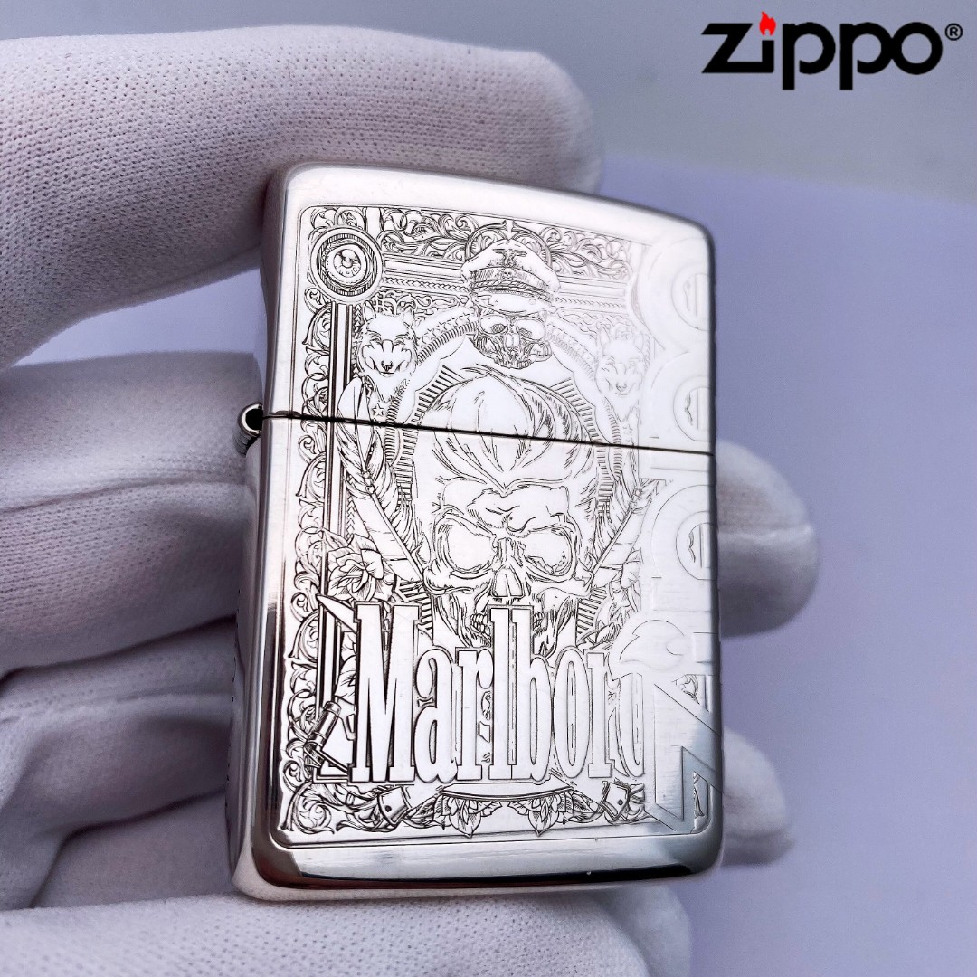 ZIPPO正品打火机-S925-纯银雕刻-万宝路领头羊-男士-DY9918DK