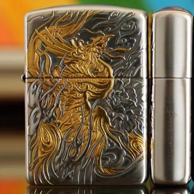 ZIPPO/之宝打火机-纯银鎏金凤凰-盔甲-立体浮雕-DY9918FD