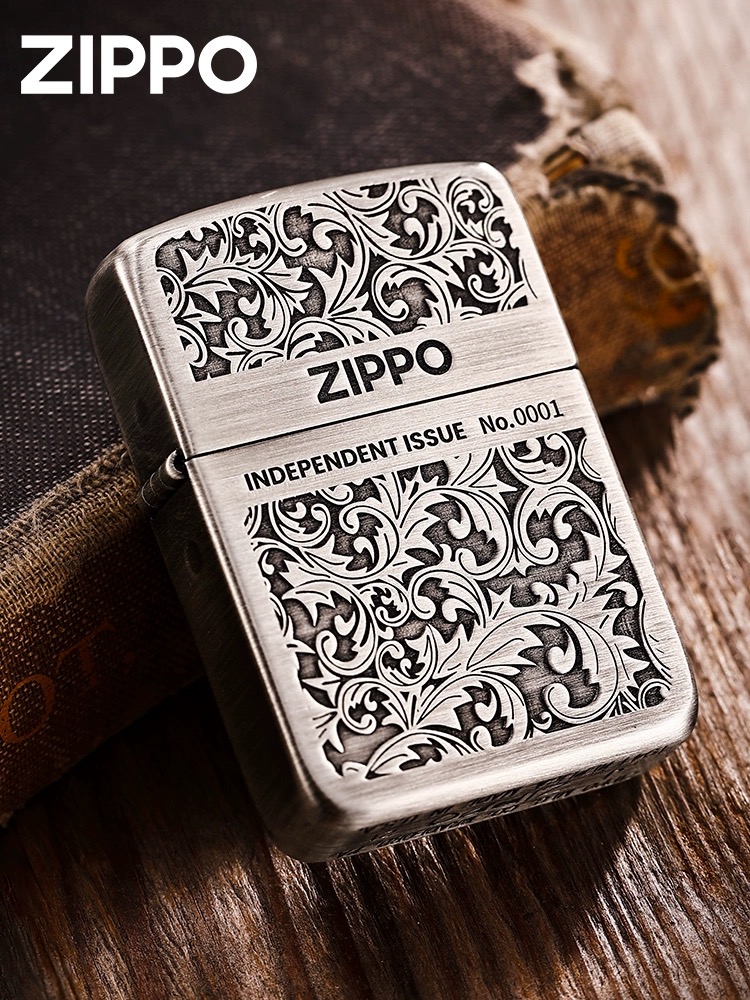 ZIPPO正品打火机/1941熏银雕刻中标唐草-经典男-DY8713DK