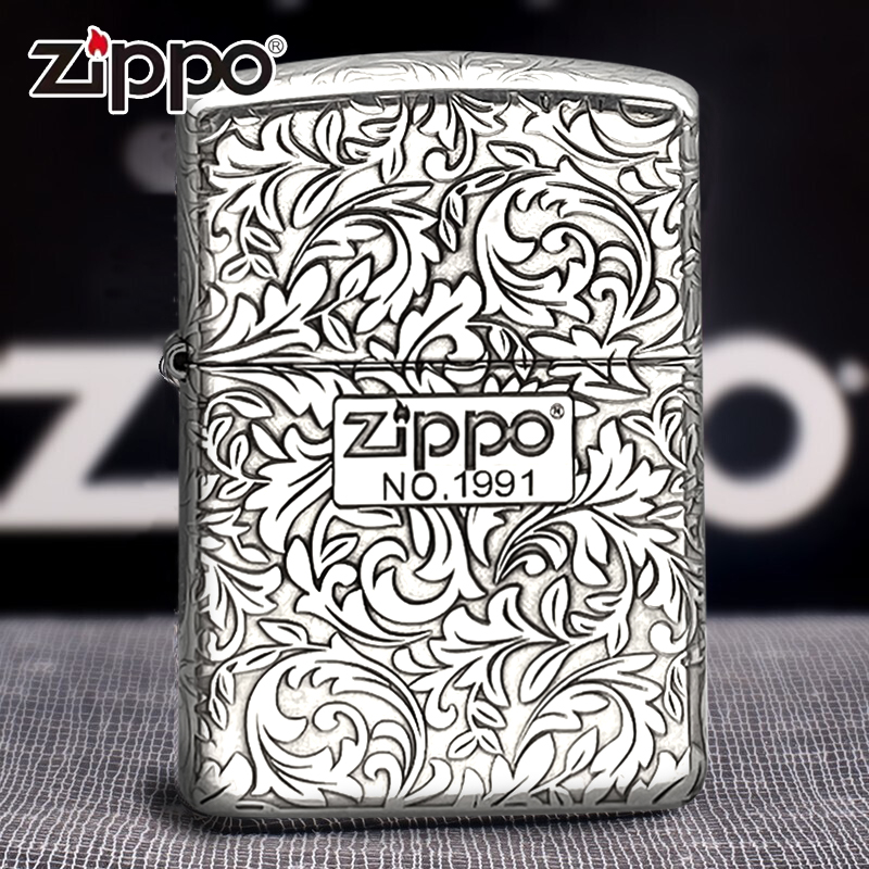ZIPPO打火机/S925银五面浮雕唐草花--立体雕刻DY9918FD【1】