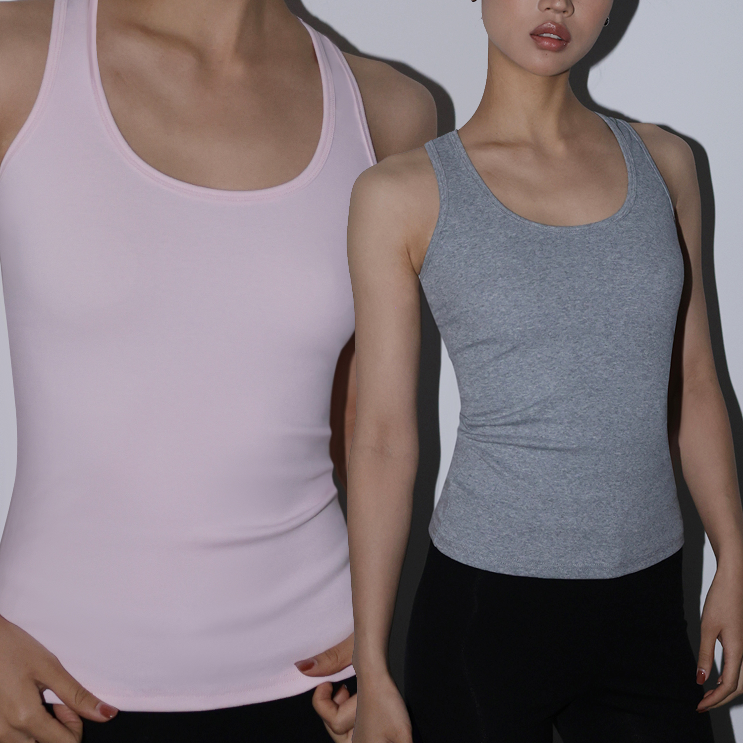 Audwyn工字背心女夏季遮副乳新款收腰显瘦百搭纯色打底外穿上衣