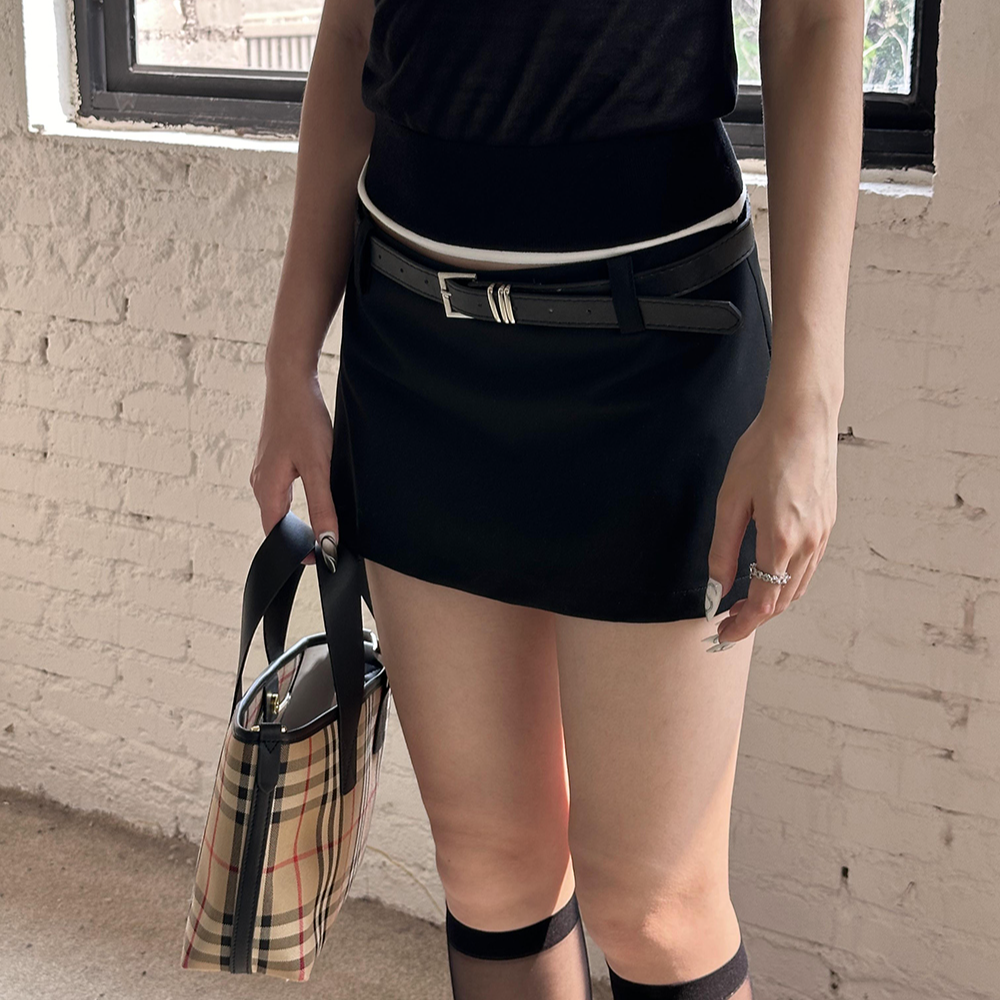 Audwyn低腰短裙2024夏季新款辣妹设计感侧开叉包臀显瘦百搭西装裙