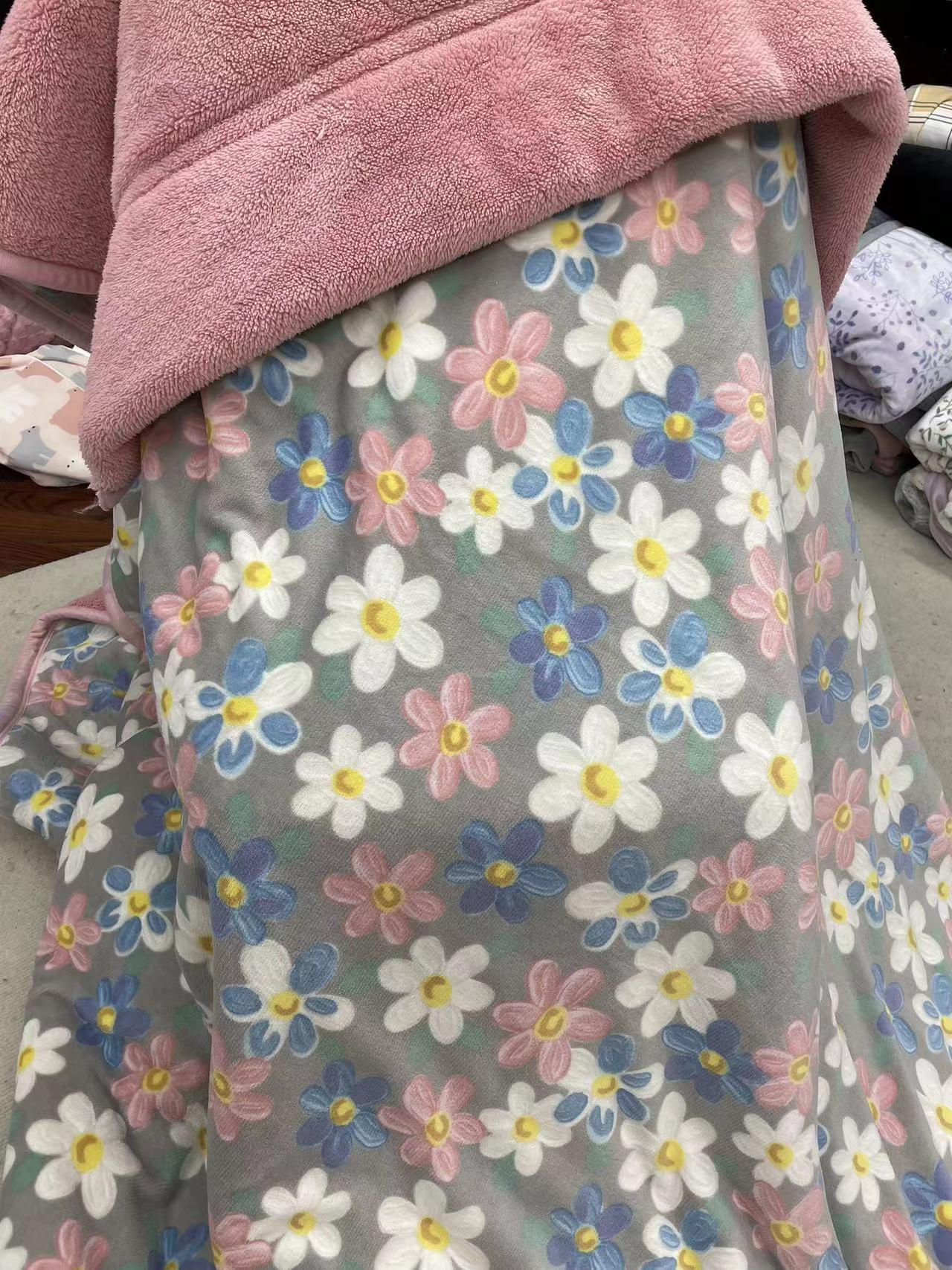 【单人彩花牛奶绒被】碎花粉色多功能双面加厚大床jan16th