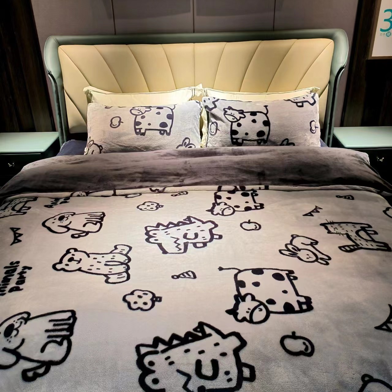 200*230【小动物图案】被套 仿兔兔卡通四件套