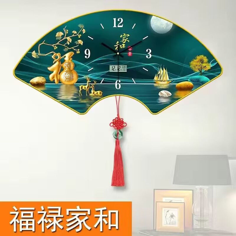 北欧装饰画墙上挂钟轻奢现代餐厅钟表免打孔静音创意挂画客厅时钟