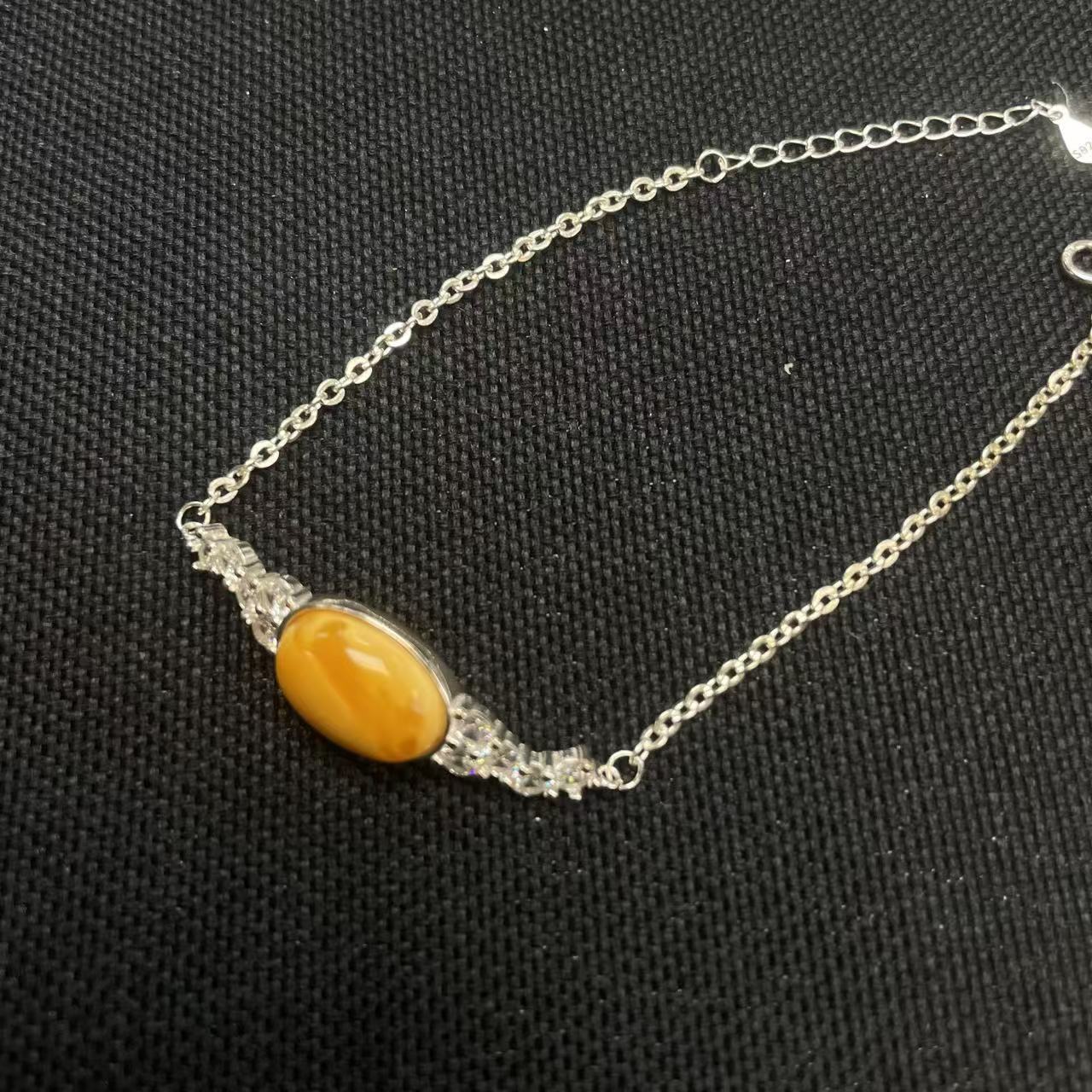【封师兄珠宝】蜜蜡银镶手链 10*14*5mm多样性发其一 FGX010FE007