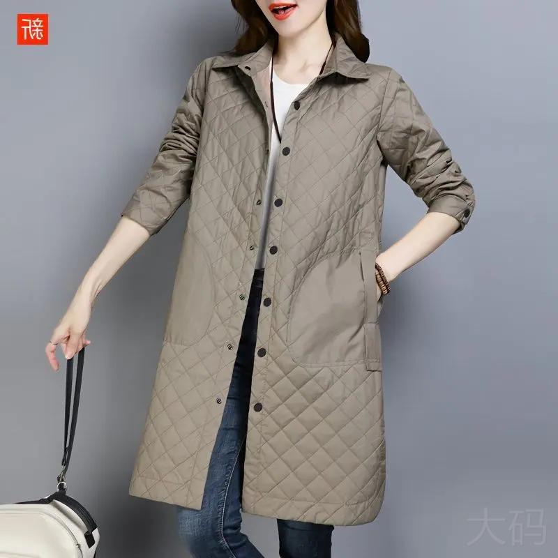 保暖羽绒中长款2023夹工装轻薄新款春秋季春秋棉外套宽松女百搭