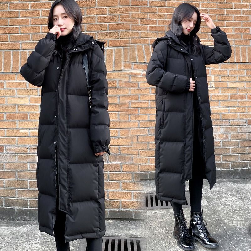 羽绒爆款中戏女长款2023年冬季新款韩版过膝加厚外套
