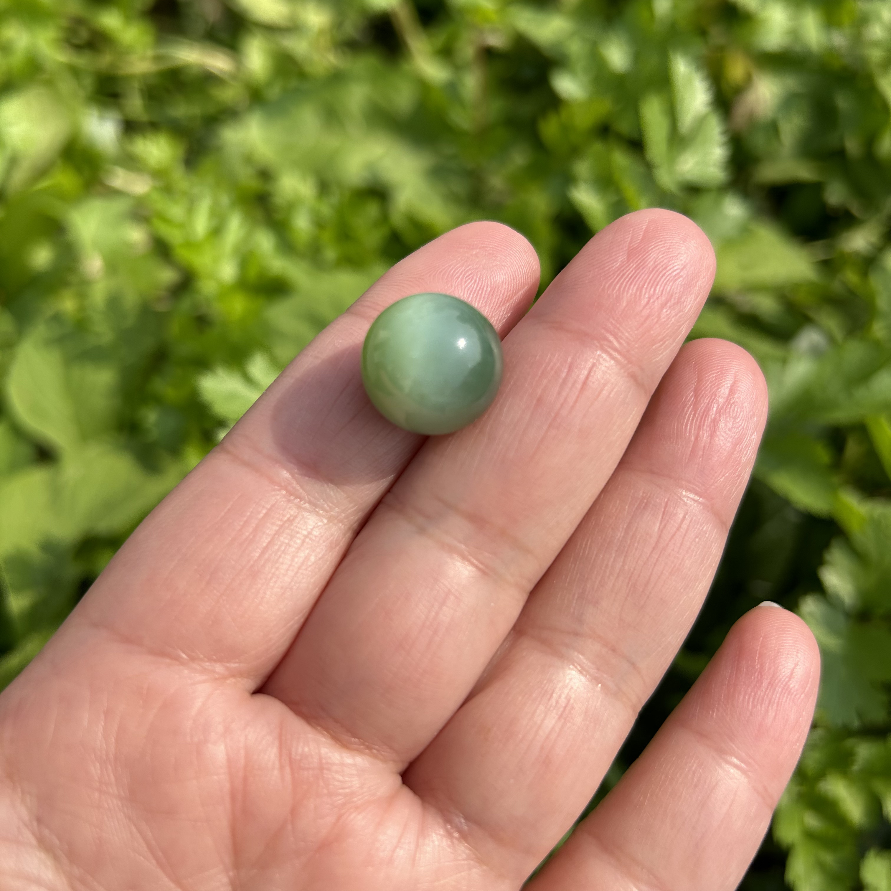 俄罗斯碧玉粉青猫眼15加单颗珠子猫眼闪耀和田玉单颗珠子