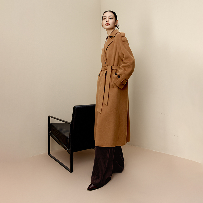 【衣衣专属】伊芙丽中国色风衣高支双面羊毛呢大衣长款1E9970881