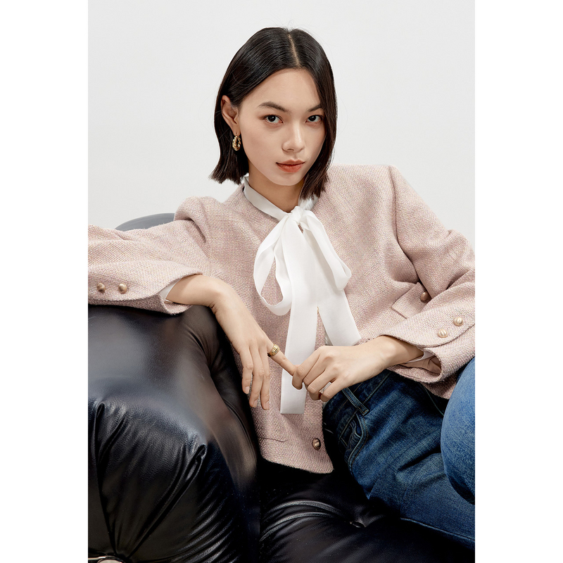 伊芙丽温柔精致粉色小香风外套女高级感气质通勤外套1E8911281