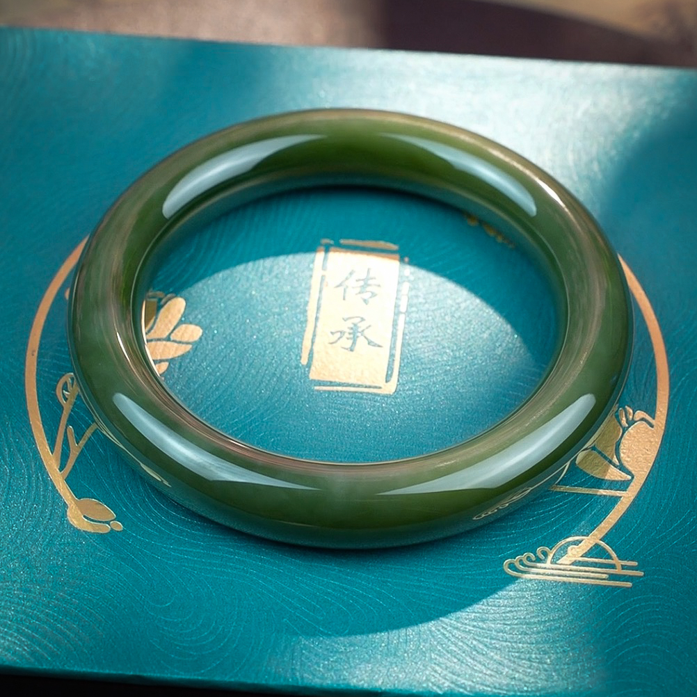 秋冬新款和田玉碧玉粉青猫眼手镯QS-0256配礼盒