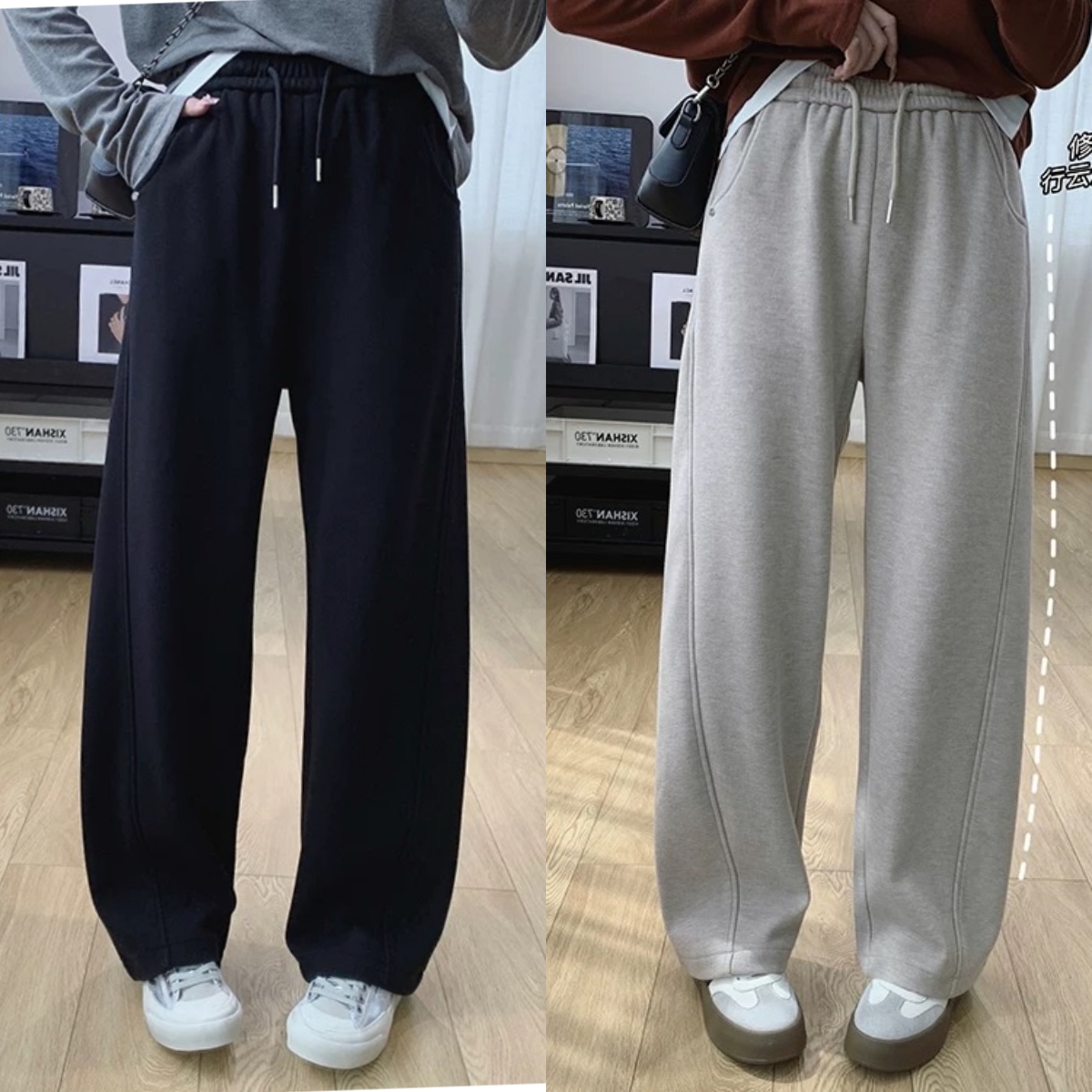 「加厚丽丝绒 显瘦弯刀裤」柔软直筒裤 秋冬韩版休闲百搭长裤子K003