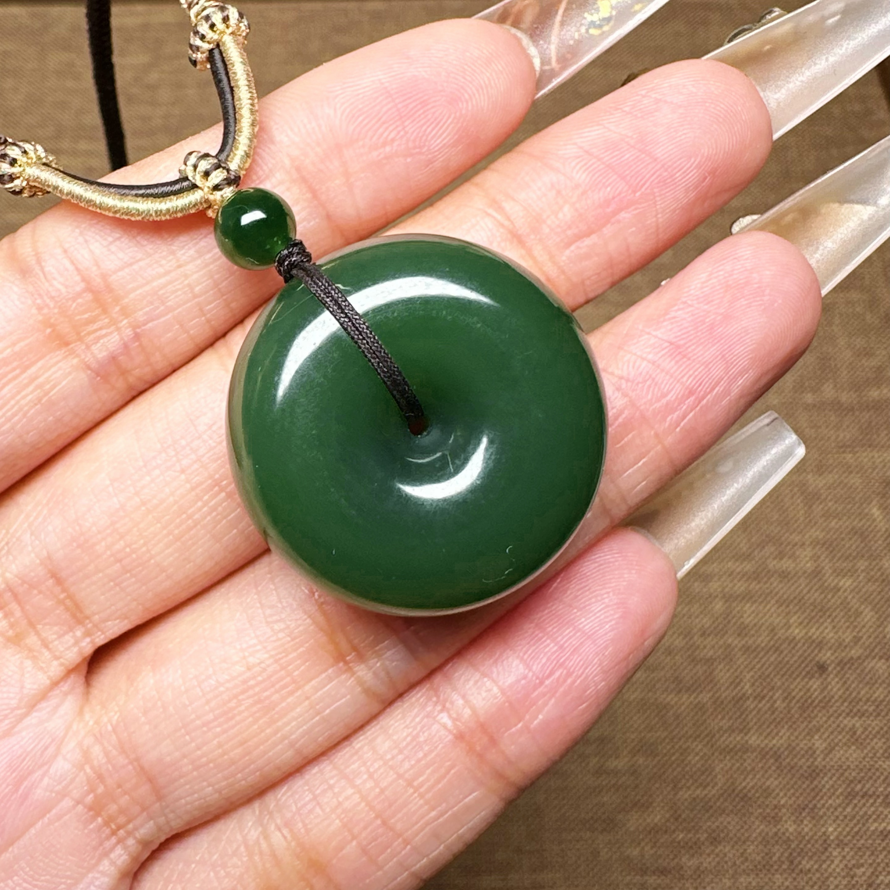 和田玉俄料碧玉平安扣面包扣俄碧平安扣吊坠