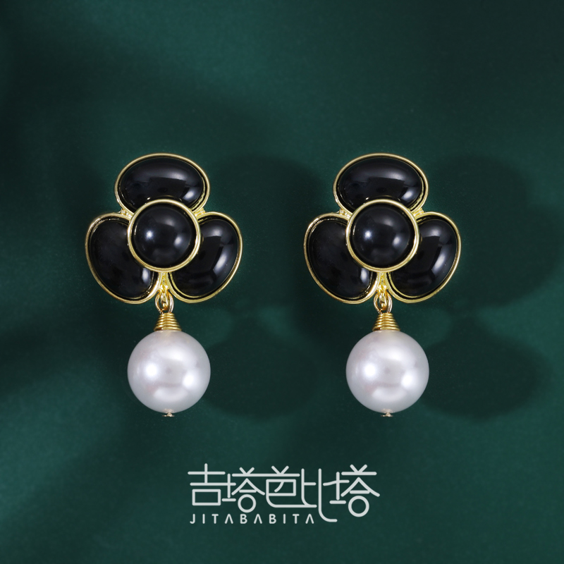 吉塔芭比塔 铜合金耳饰 气质轻奢时尚经典法式山茶花耳环 JT-510