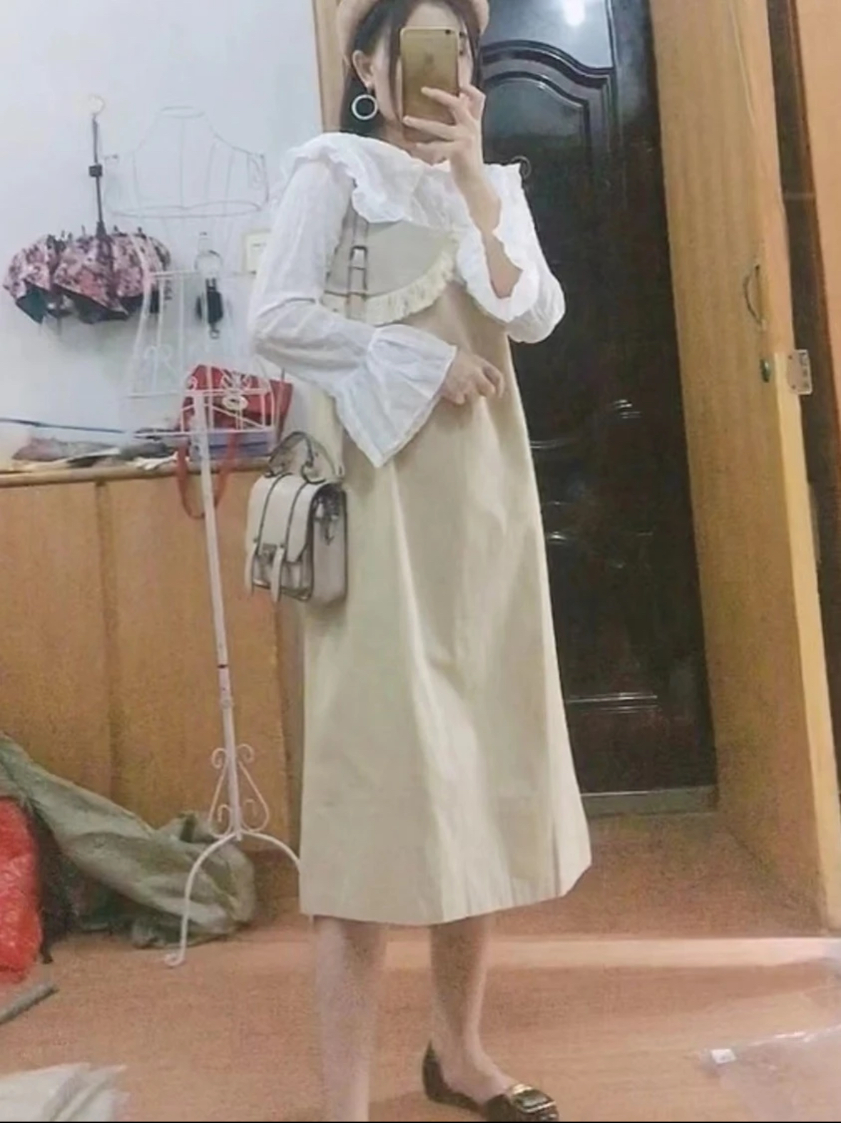 【子焱】长款超长款风衣材质背心裙背带裙