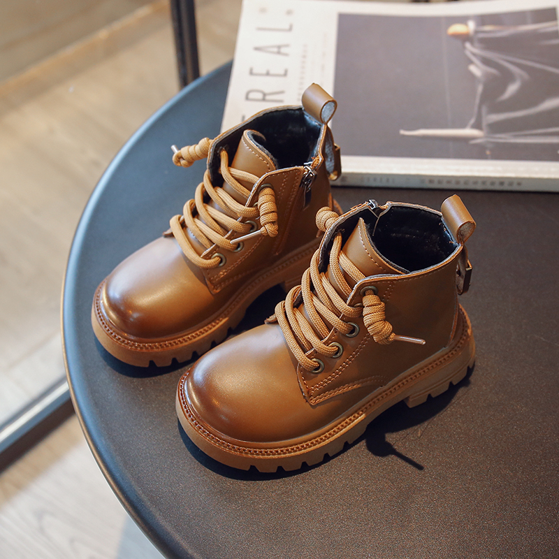 回力瑞儿童马丁靴女童加绒男童短靴儿童靴子女宝皮靴三岁小童鞋子
