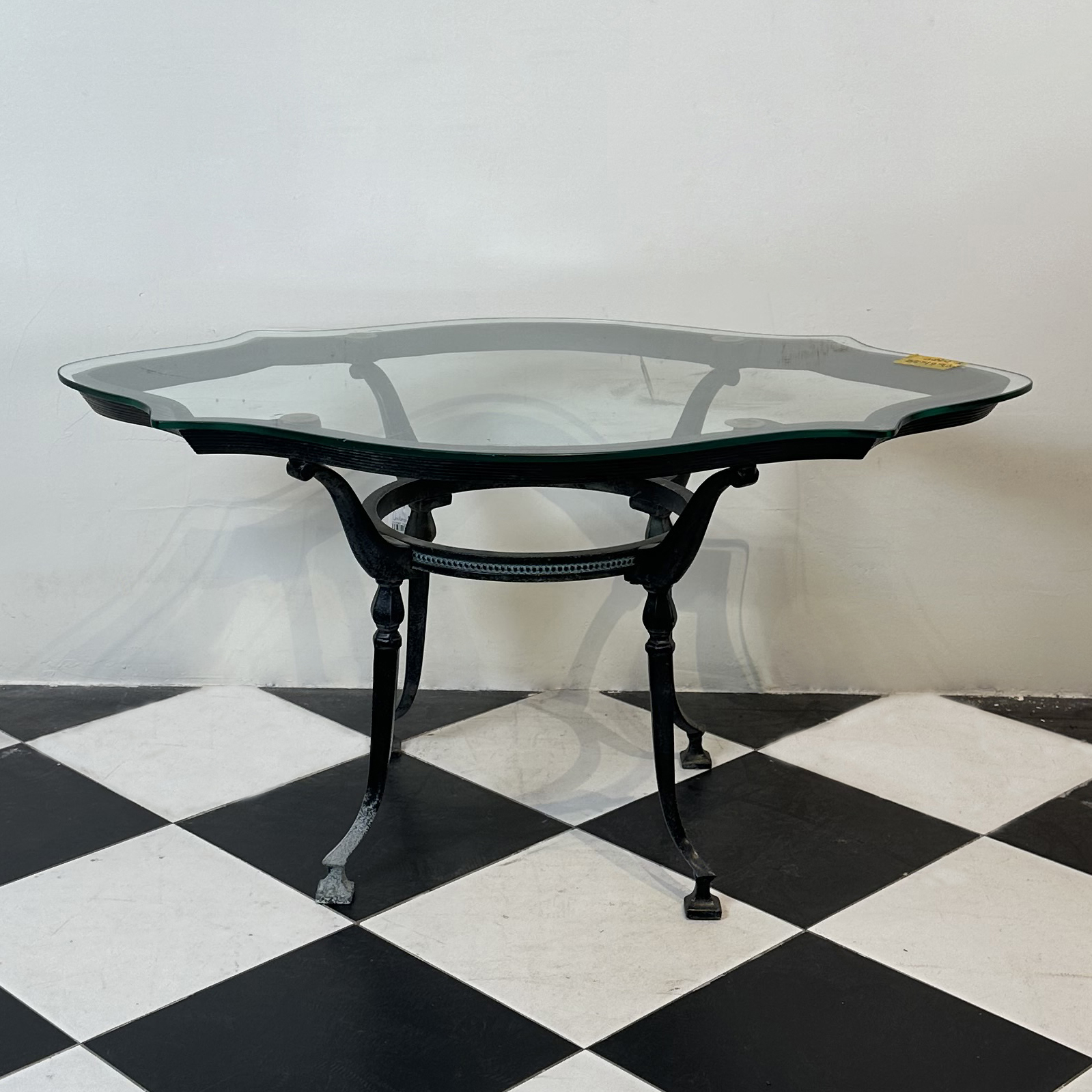 丝露花雨时尚复古创意轻奢铸铁玻璃茶几家用客厅