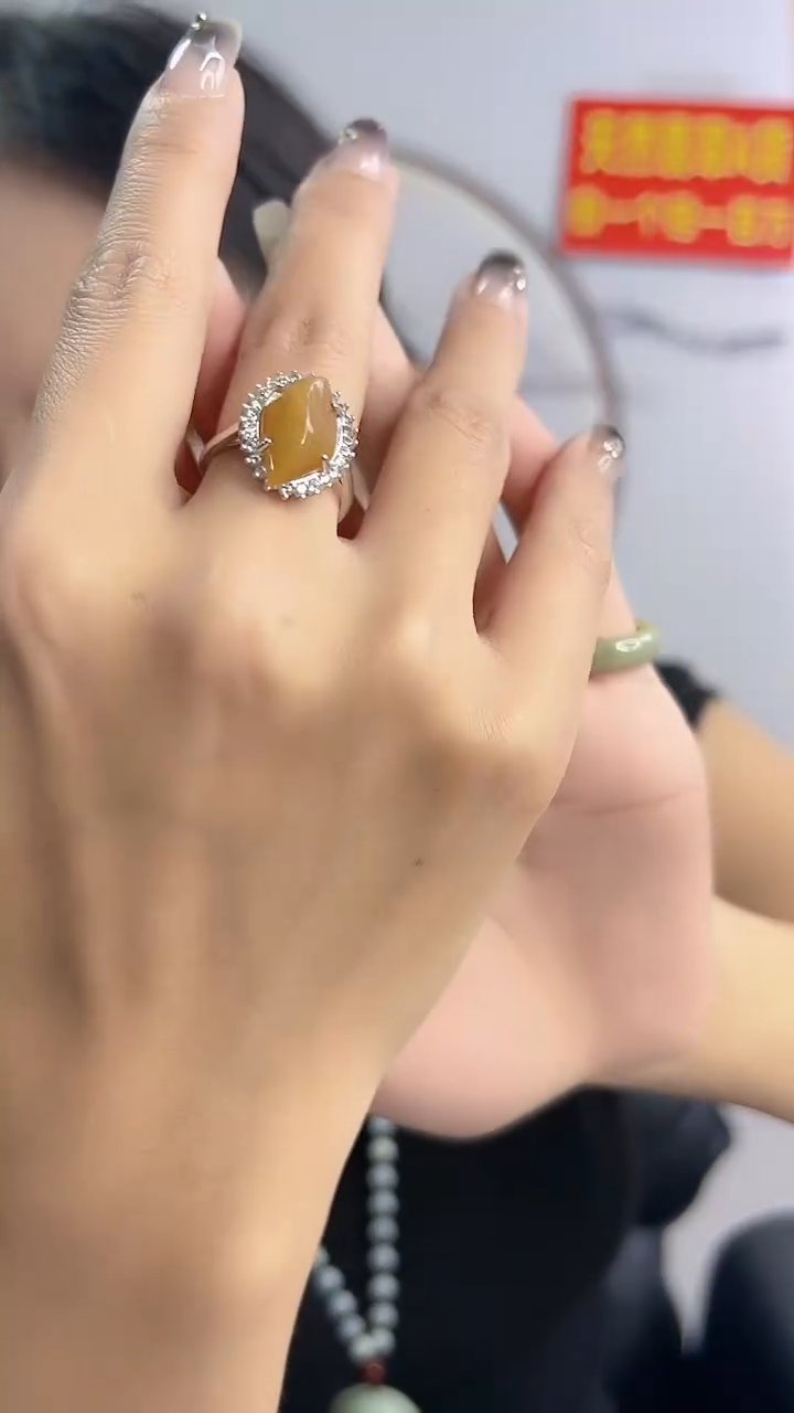 【闪购商品】翡翠首饰未镶嵌扭叶戒指