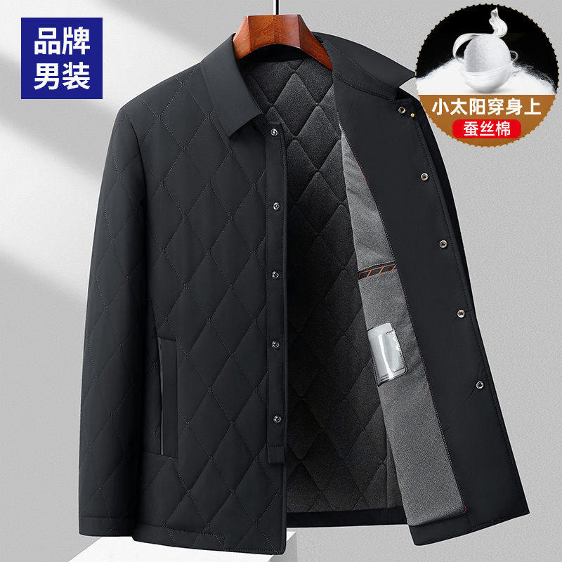【5-25度夹棉】商务休闲男士夹克中年中老年男装爸爸装秋冬外套衣服
