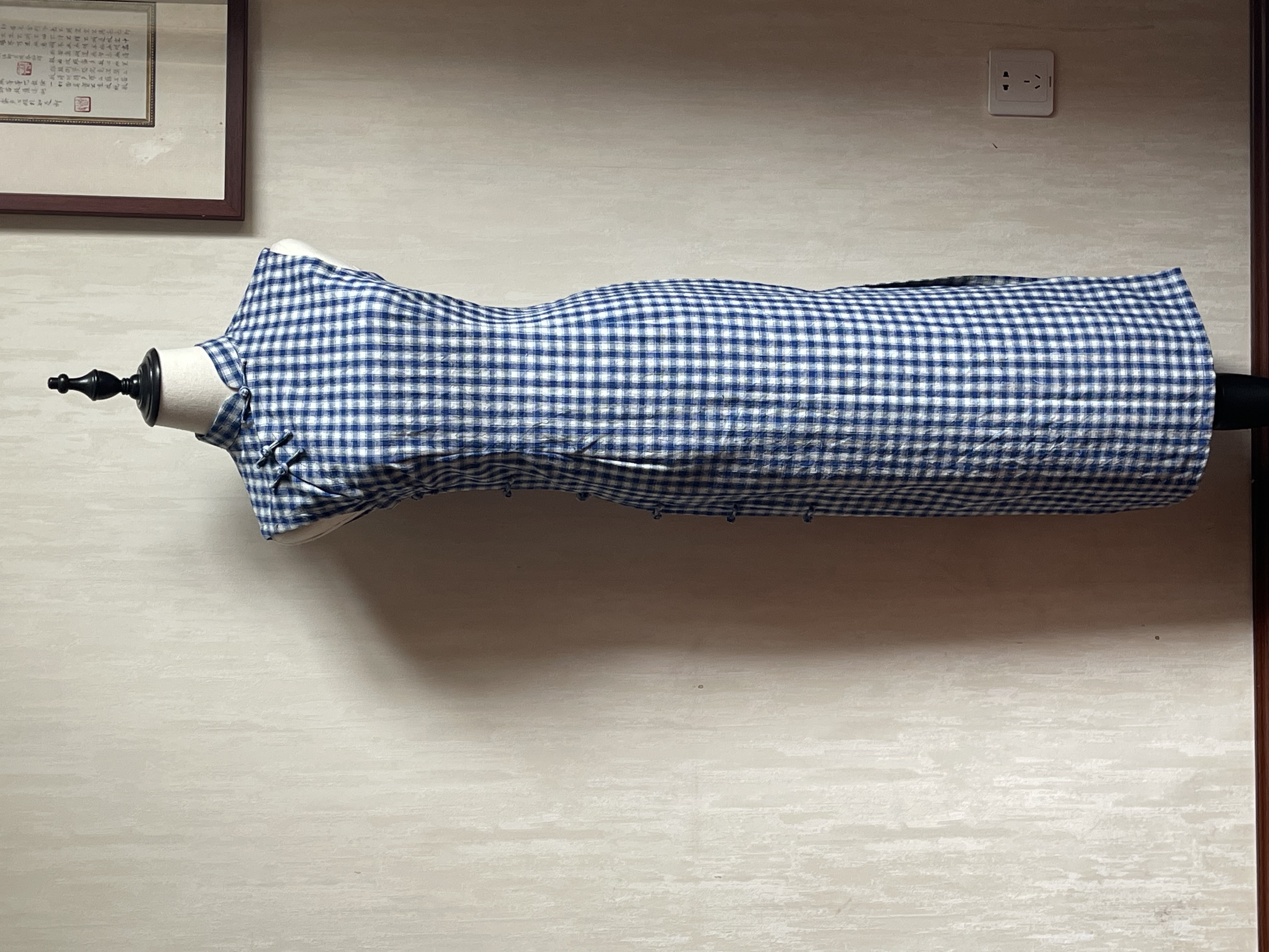 老土布全开襟手工旗袍定制