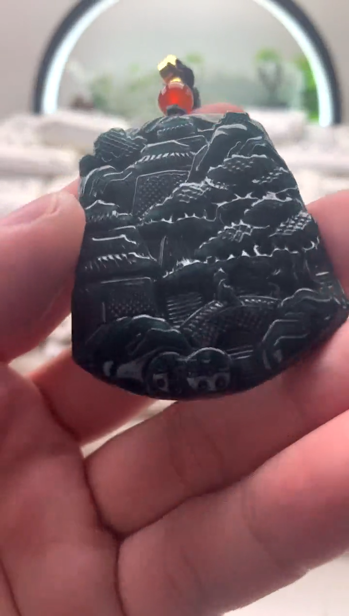 【闪购商品】翡翠颈饰未镶嵌山水牌1【品质一般介意慎拍】