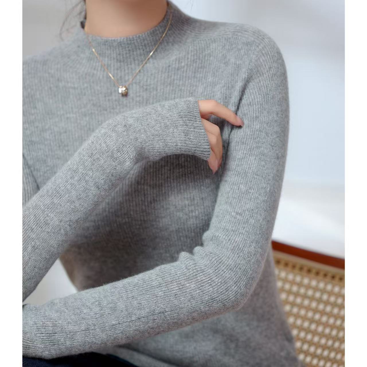 涵玖玥【100%纯山羊绒】新款高奢加密元宝针上衣08-82095