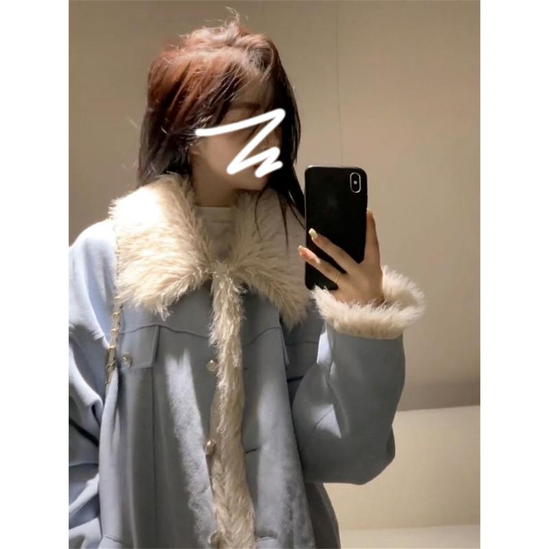 【爆款热卖中】2023新款爆款高级感羊羔毛外套女装秋冬季小香韩系