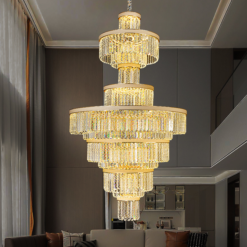 国爵家用自建房轻奢水晶吊灯别墅高端客厅主灯高级感法式餐厅灯具