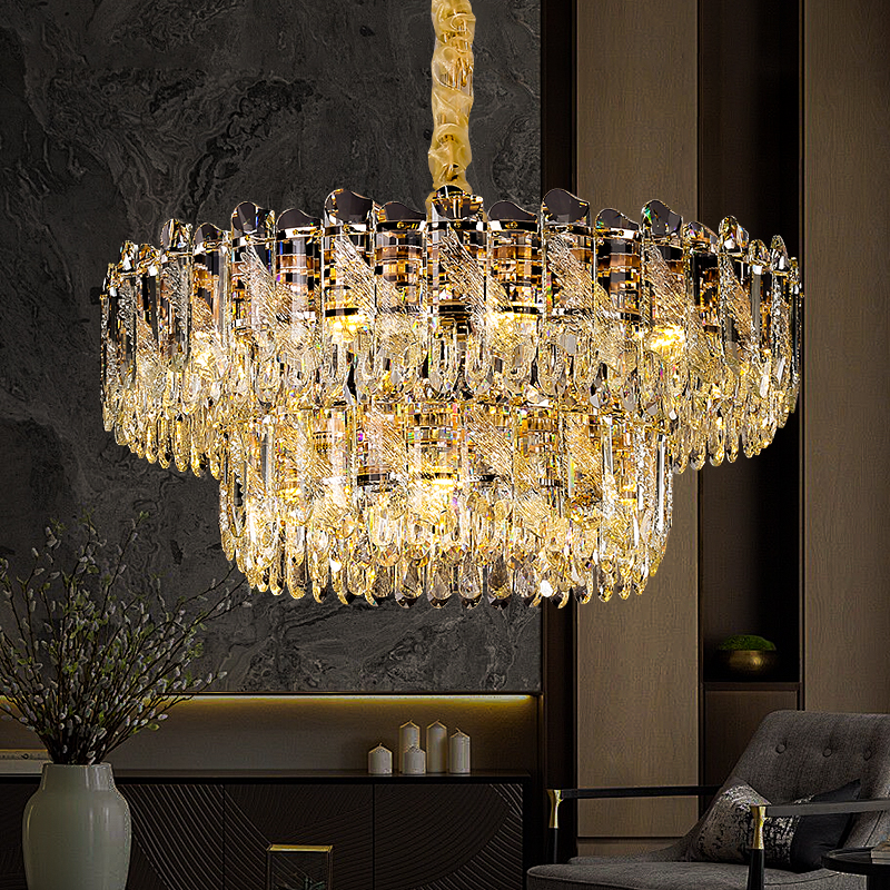 国爵现代简约客厅吊灯大气家用餐厅灯轻奢天使翅膀刻花水晶大厅灯