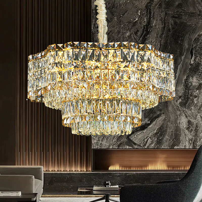 国爵轻奢大气美式创意后现代奢华家用圆形双层客厅餐厅卧室水晶灯