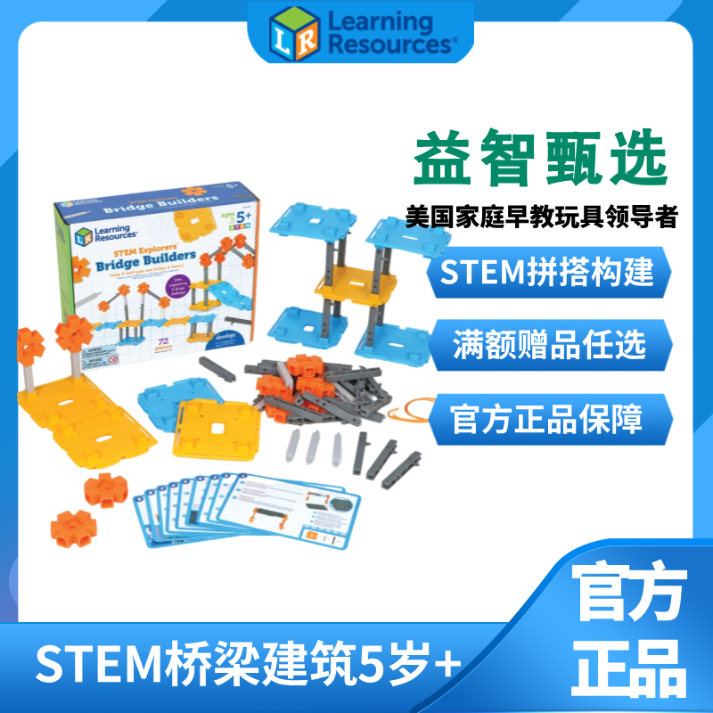 美国进口LR拼插桥梁搭建积木玩具STEM儿童益智构建玩具5岁