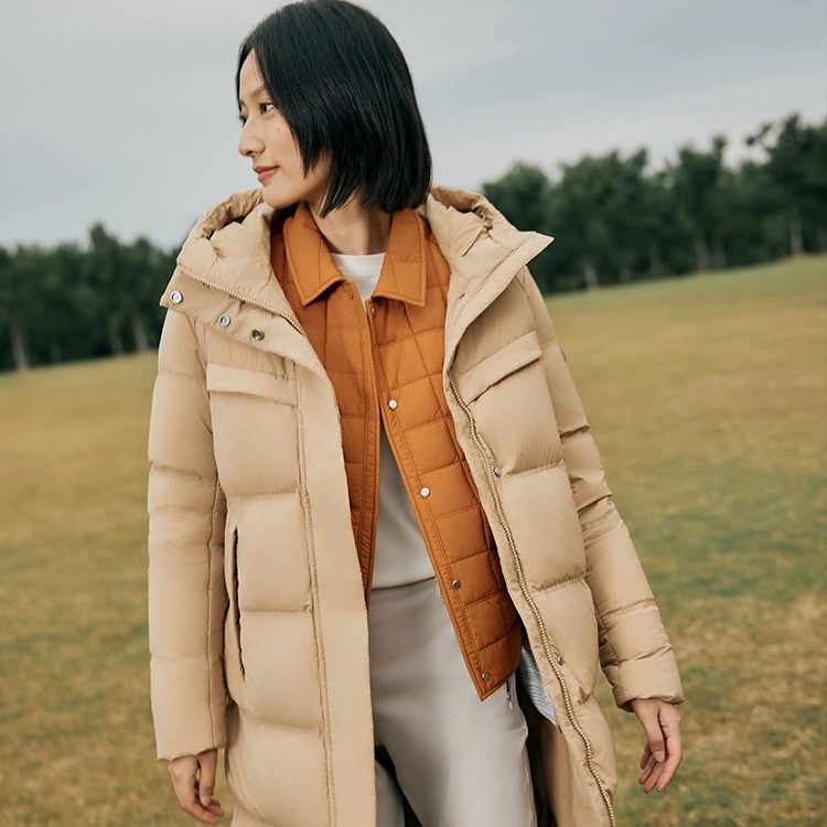 AIGLE艾高冬季防泼水白鹅绒长款中量羽绒服外套保暖羽绒服女AF93