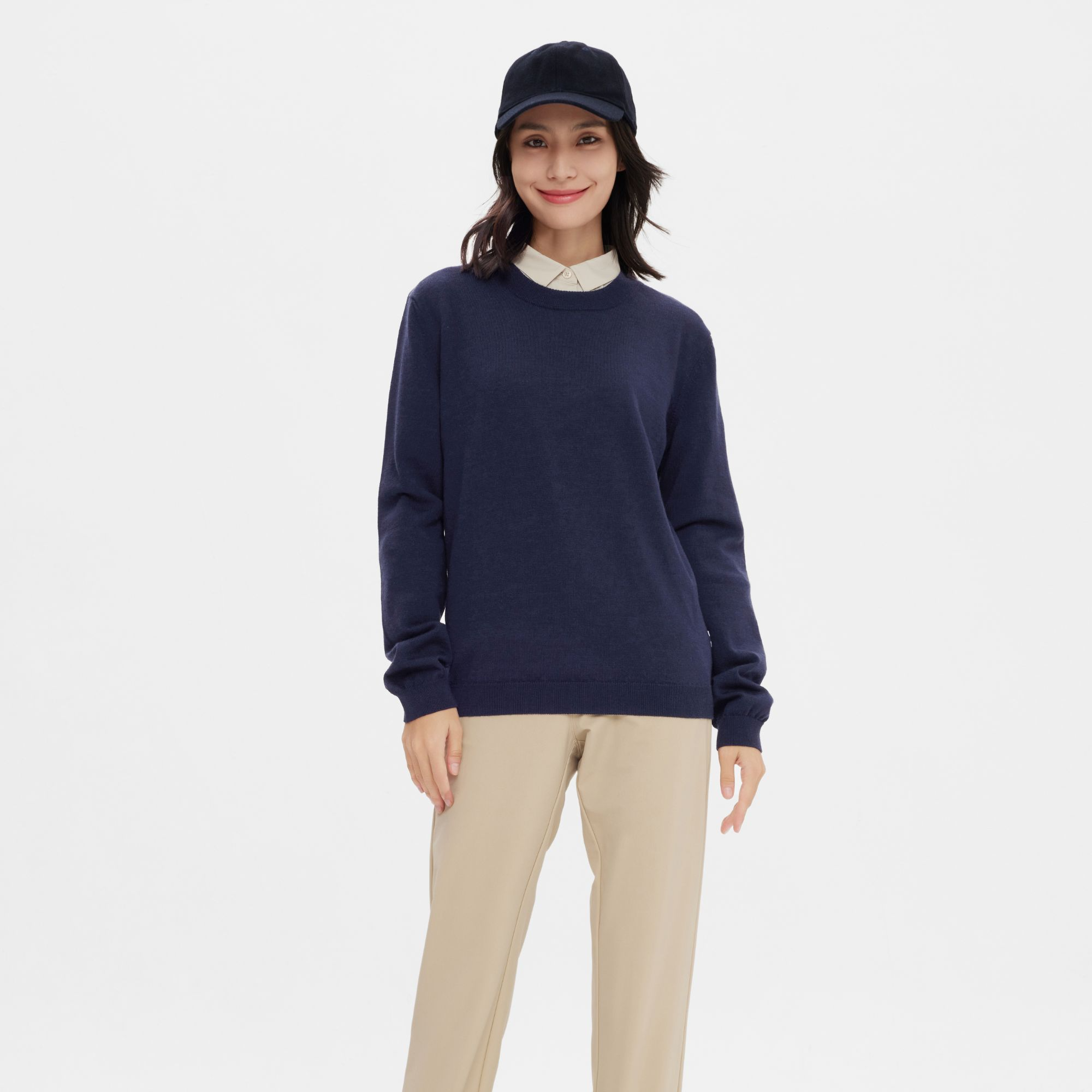 AIGLE艾高时尚保暖户外休闲套头圆领百搭针织衫毛衣女AC87