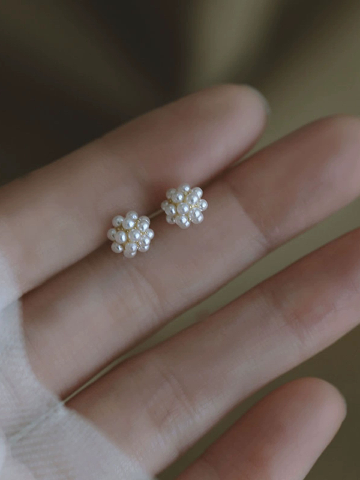 铜合金耳饰 925纯银针金豆儿小米花耳钉高级感气质小巧耳钉复古