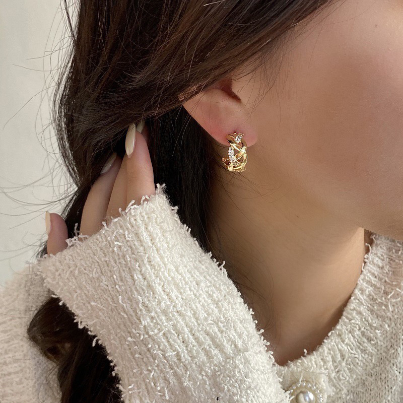 铜合金耳饰 耳扣金色小众精致设计感耳圈ins耳环冷淡风耳饰