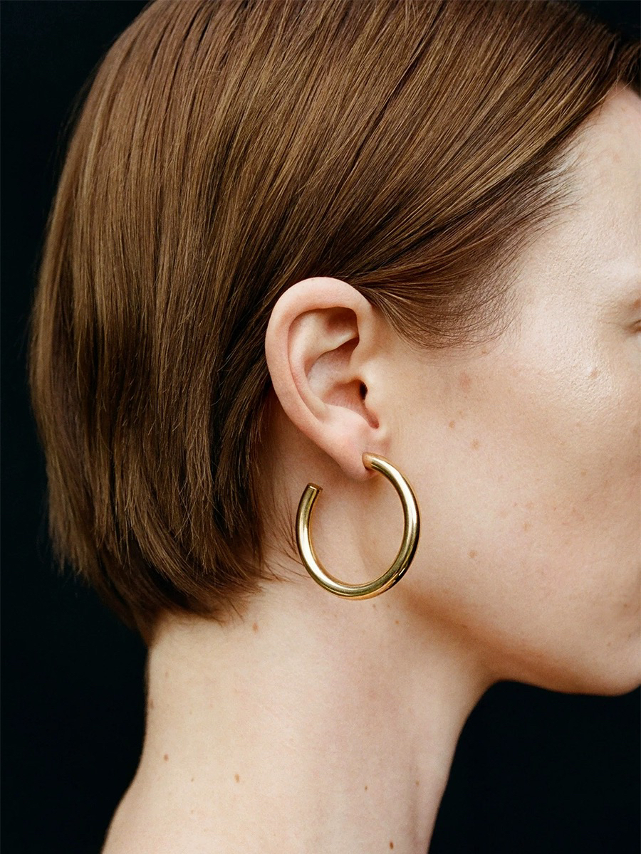 铜合金耳饰 精灵耳宋慧乔同款金豆子耳环气质金属圈简约金色耳环