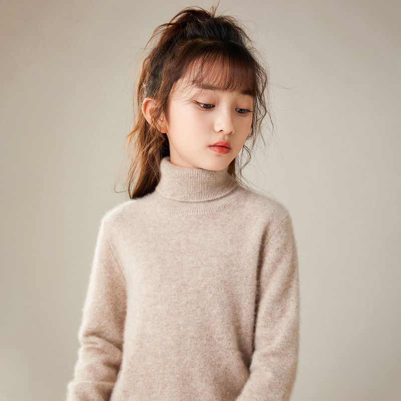 羊毛衫新款儿童圆领套头毛衣男女童装羊毛衫小孩高领打底
