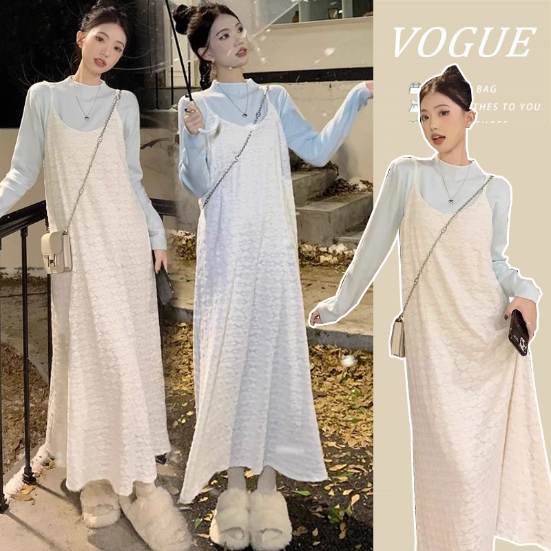 【苏安诺】孕妇装春秋款2025新款宽松上衣减龄甜美温柔风吊带连衣裙