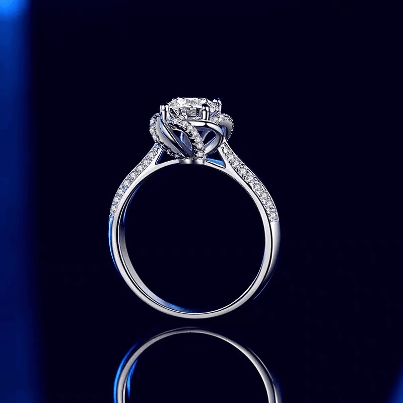 925银莫桑石银制品 【玫瑰庄园】1-2克拉结婚奢华经典订婚女戒简约