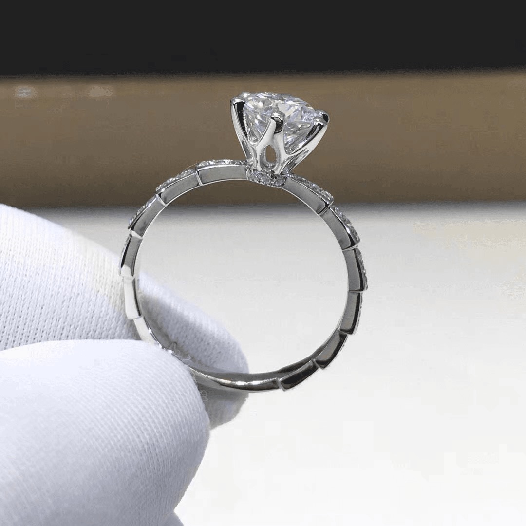 925银莫桑石银制品 【蛇骨女戒】1-2克拉高品质D色莫桑钻经典女戒