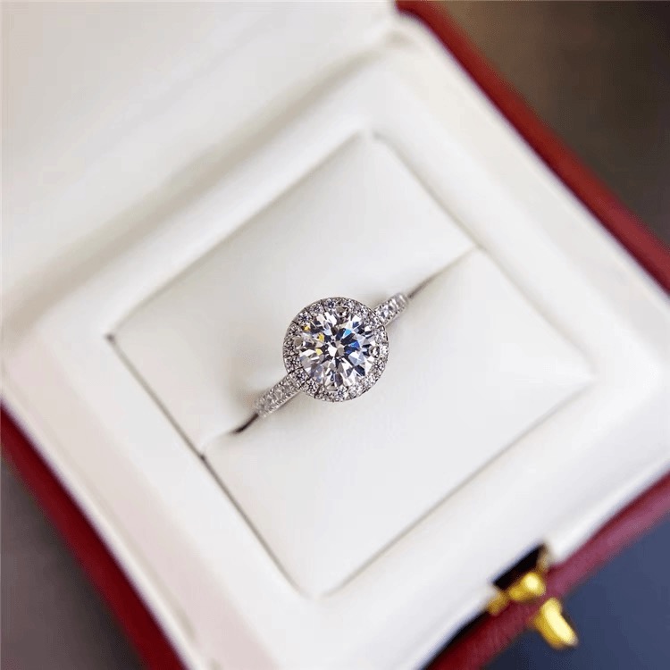 925银莫桑石银制品 【复古圆包】0.5-10卡高品质D色莫桑钻轻奢女戒