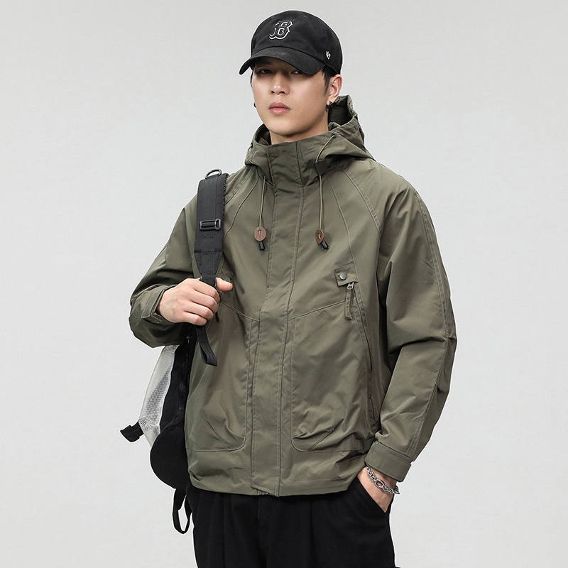 6002连帽冲锋衣男女同款春秋季2023新款休闲工装男生夹克潮牌外套