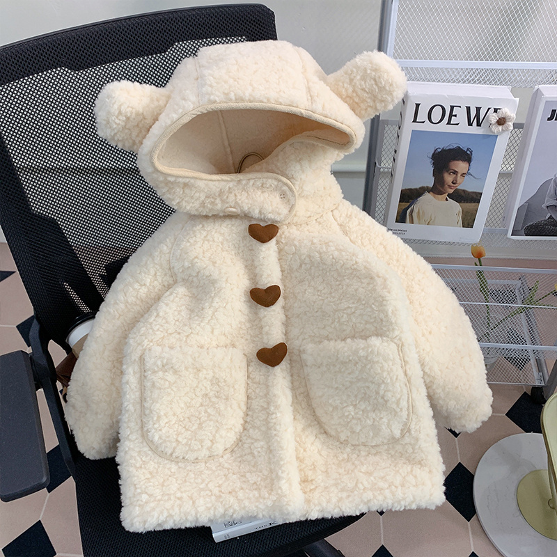 女童外套秋冬款时尚新款加绒儿童冬装宝宝洋气小童毛毛上衣冬季潮